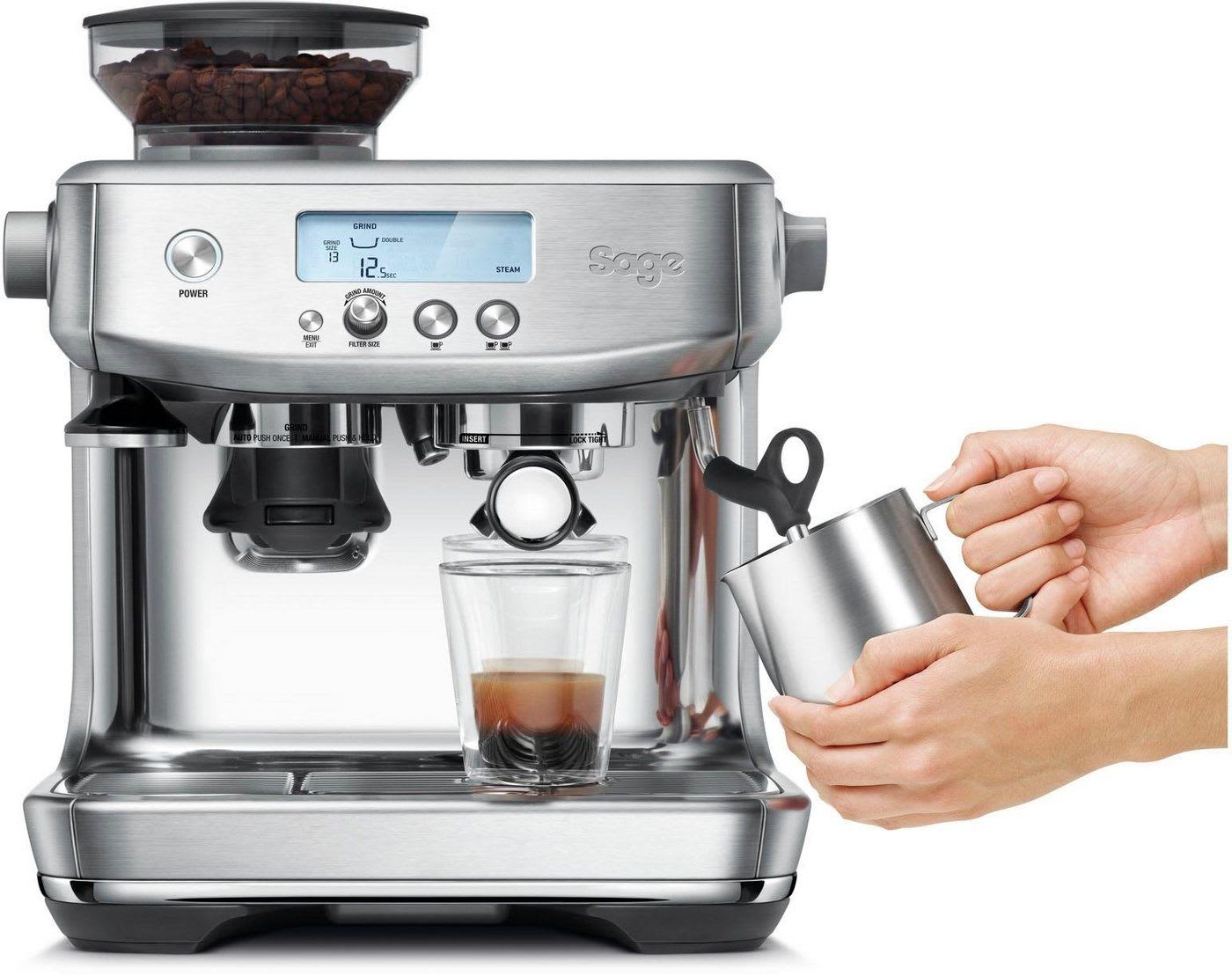 Sage Espressomaschine »The Barista Pro, SES878BSS4EEU1«, Gebürstetes Edelstahl silberfarben