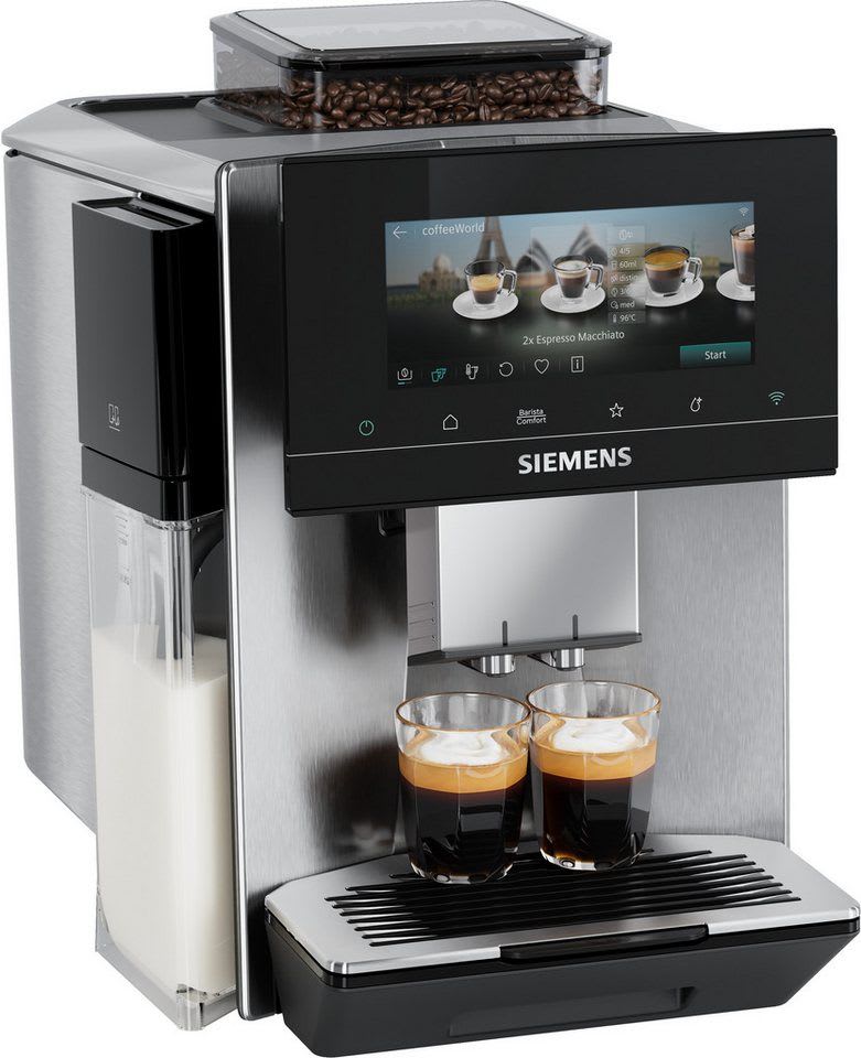 SIEMENS Kaffeevollautomat EQ900 TQ923EZ3, autom. Reinigung, 41 versch. Getränke, XL-Getränke, farbiges 6.8'' TFT-Display, individuelle Aromaeinstellung, Edelstahl
