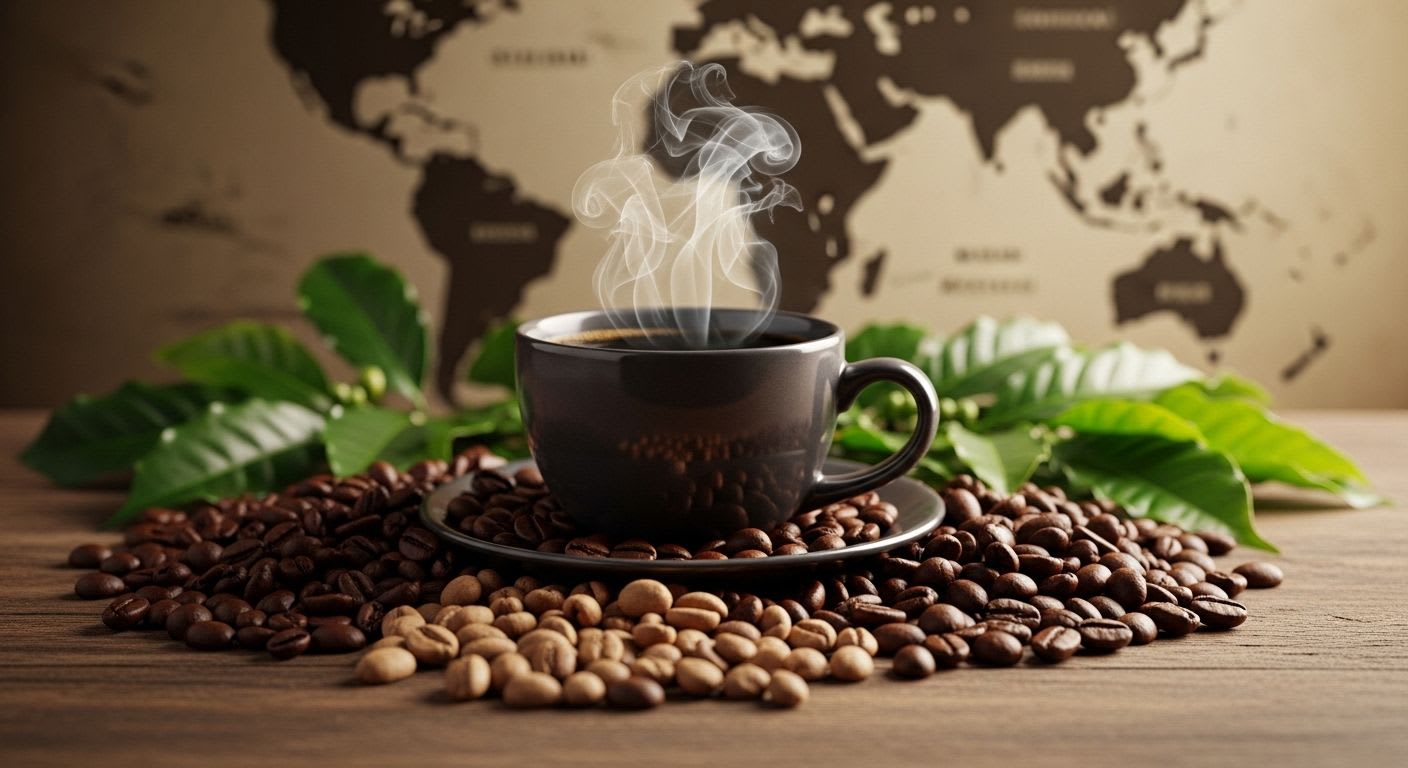 Eine ansprechende visuelle Darstellung der Vielfalt von Single Origin Kaffees aus den unterschiedlichsten Anbaugebieten.