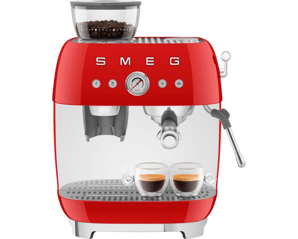 Smeg Siebträgermaschine EGF03RDEU Siebträgermaschine rot|silberfarben