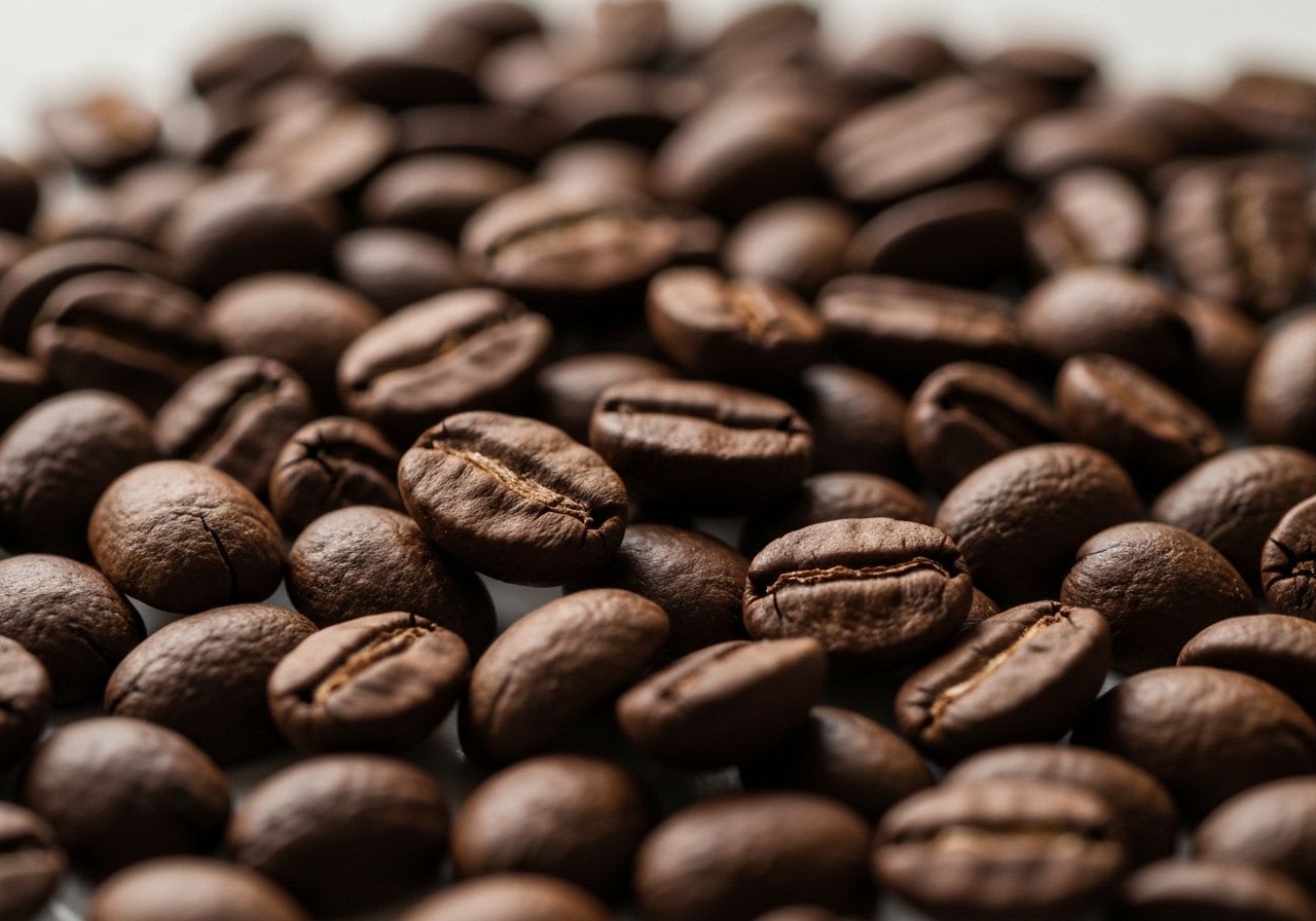 Nahaufnahme verschiedener gerösteter Kaffeebohnen in Schalen, die die Bedeutung der Bohnenauswahl für die Barista-Techniken betonen.