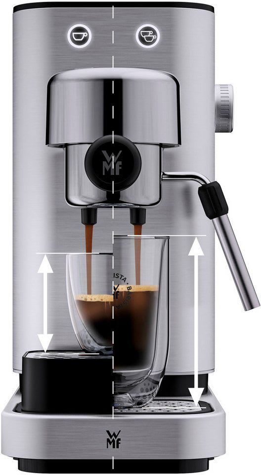 WMF Espressomaschine LONO, kompakt, elegant, 15 bar, 1350 Watt, Milchschaumdüse, Cromargan silberfarben