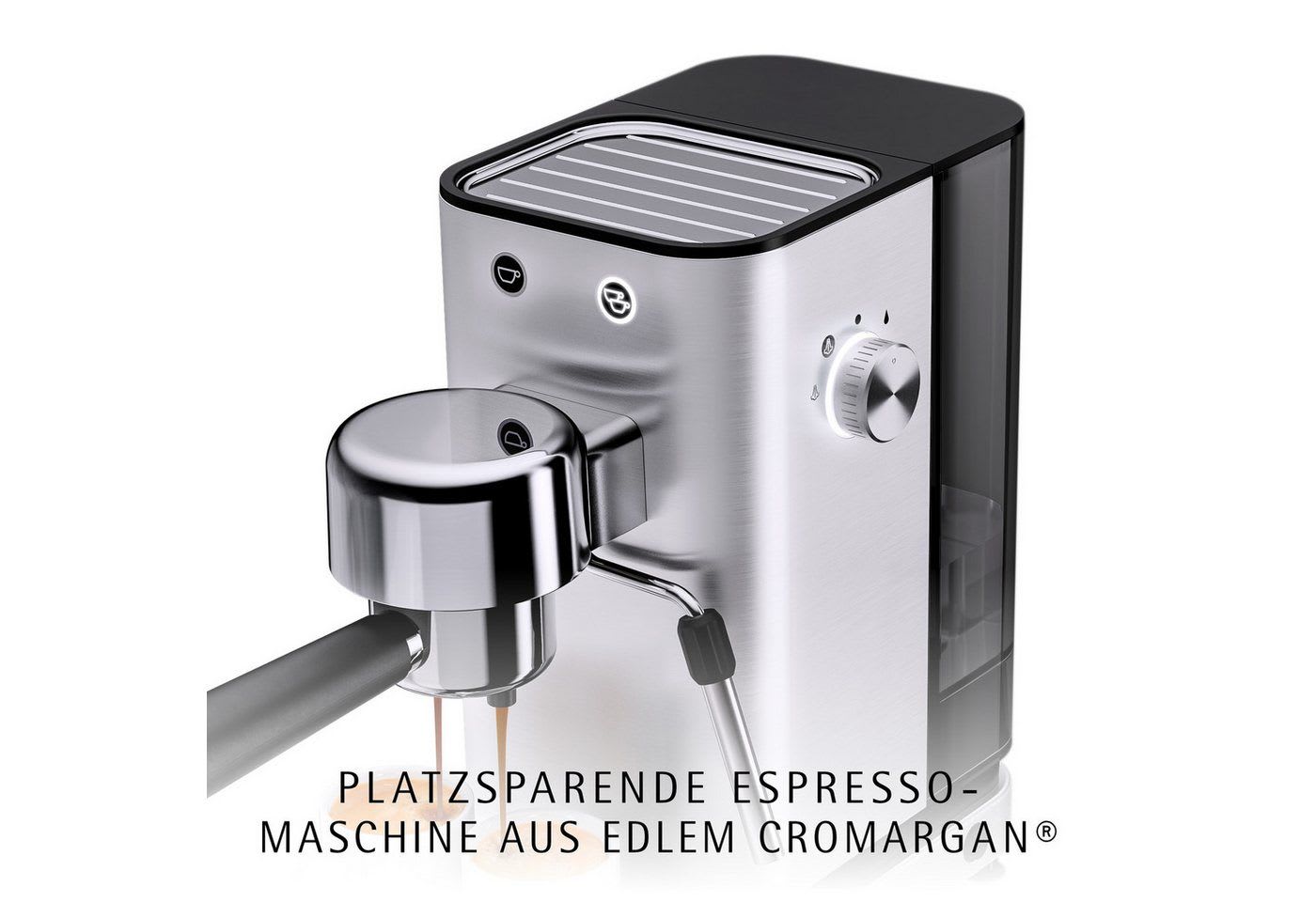 WMF Espressomaschine LONO, kompakt, elegant, 15 bar, 1350 Watt, Milchschaumdüse, Cromargan silberfarben