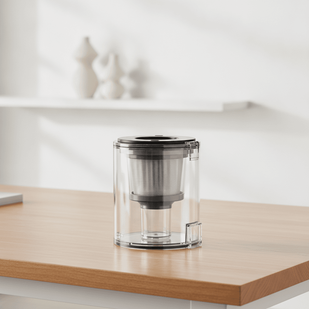 Einen defekten Dyson V10 Staubbehälter wechseln: Ein sauberes, neues Ersatzteil liegt bereit für die einfache Montage am Gerät.