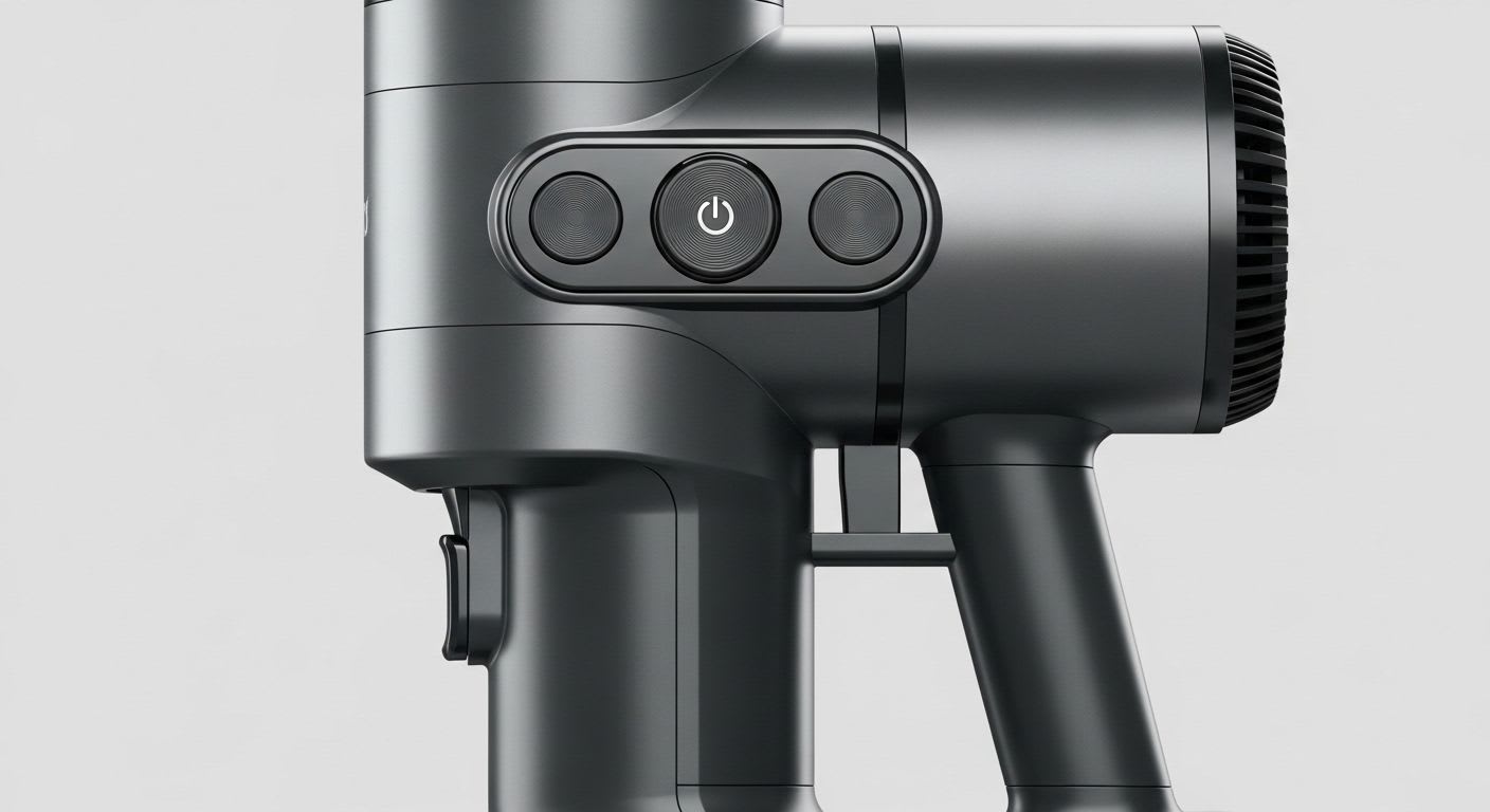 Nahaufnahme der PowerUnit eines Miele Staubsauger kabellos, die das hochwertige Design und den ergonomischen Griff zeigt.