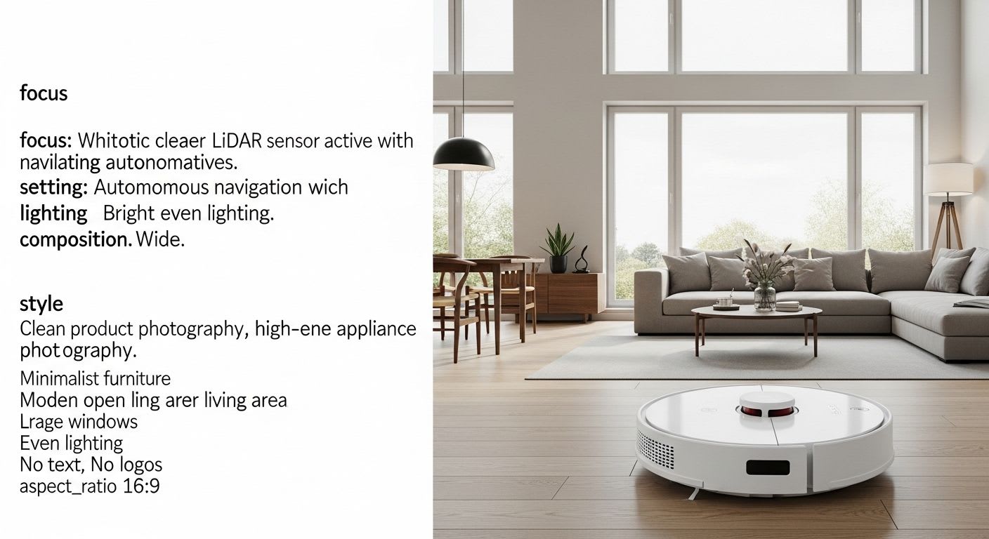 Der Roborock QV 35S-Set Saugroboter mit Wischfunktion und LiDAR-Navigation reinigt selbstständig ein modernes, offenes Wohnzimmer.