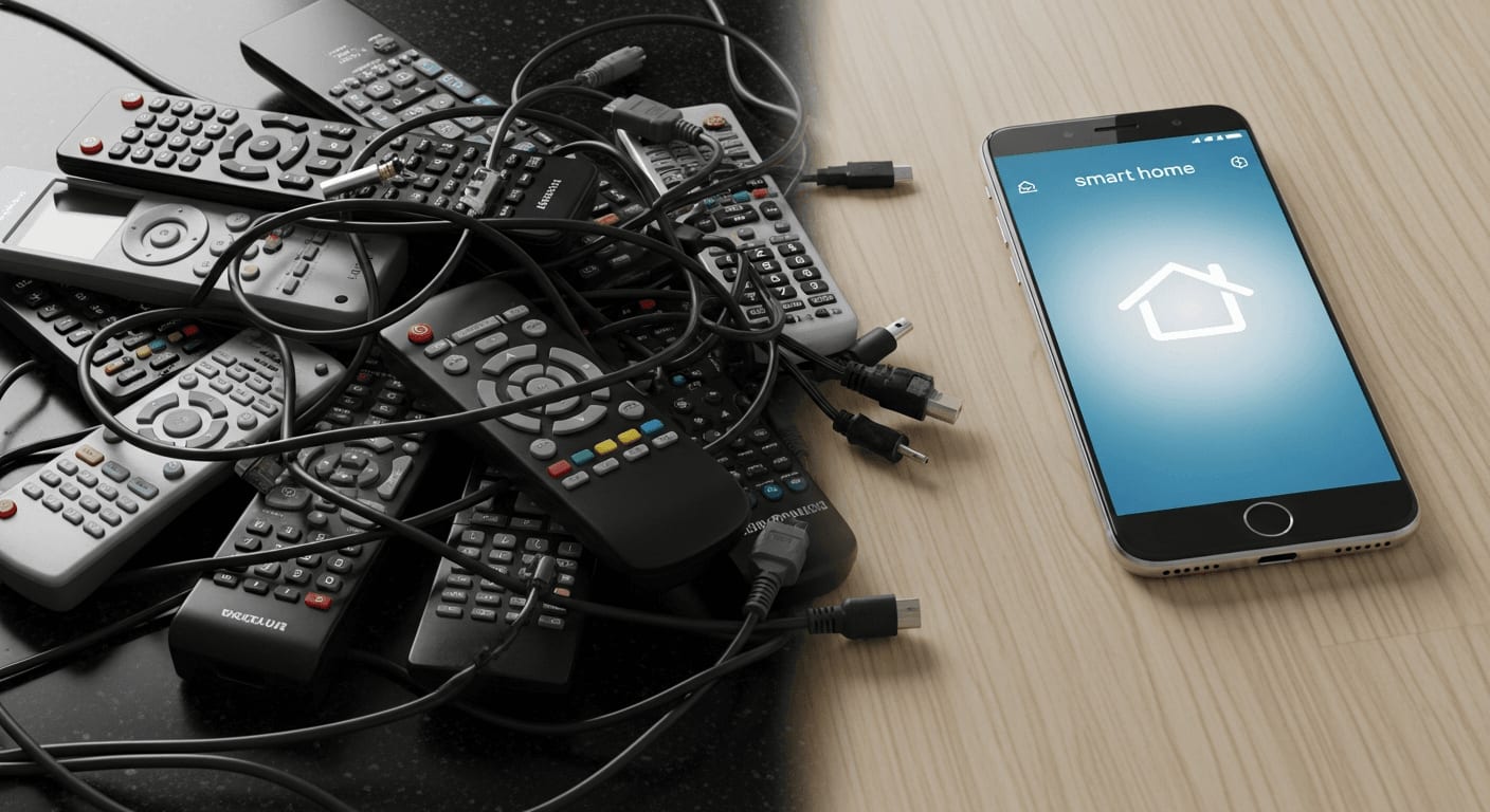 Chaos durch viele Apps im Vergleich zur einheitlichen Smart Home Steuerung über den Matter Standard