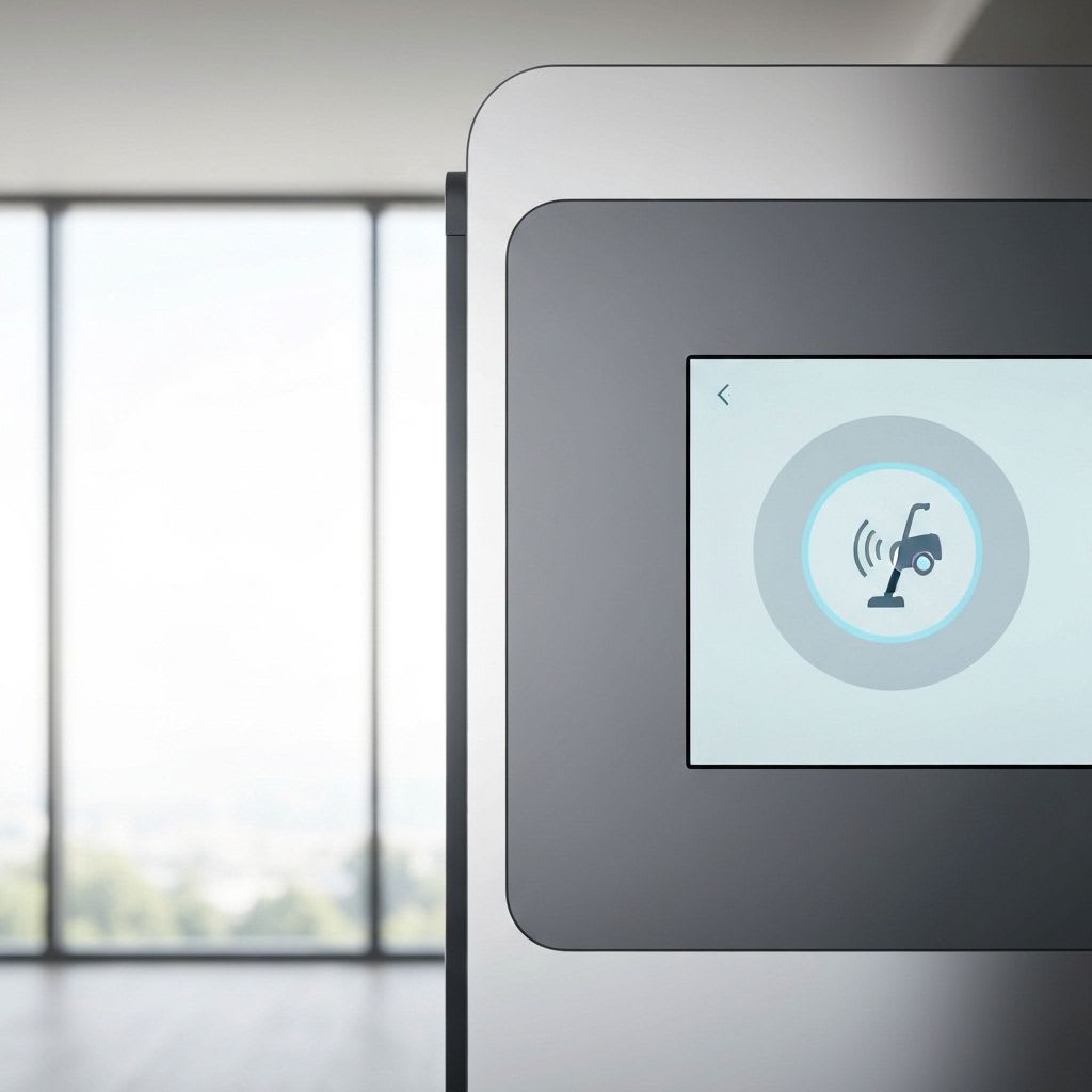 Digitale Darstellung eines Alexa Skill-Icons oder einer Benutzeroberfläche, die die Verbindung zum Saugroboter symbolisiert.