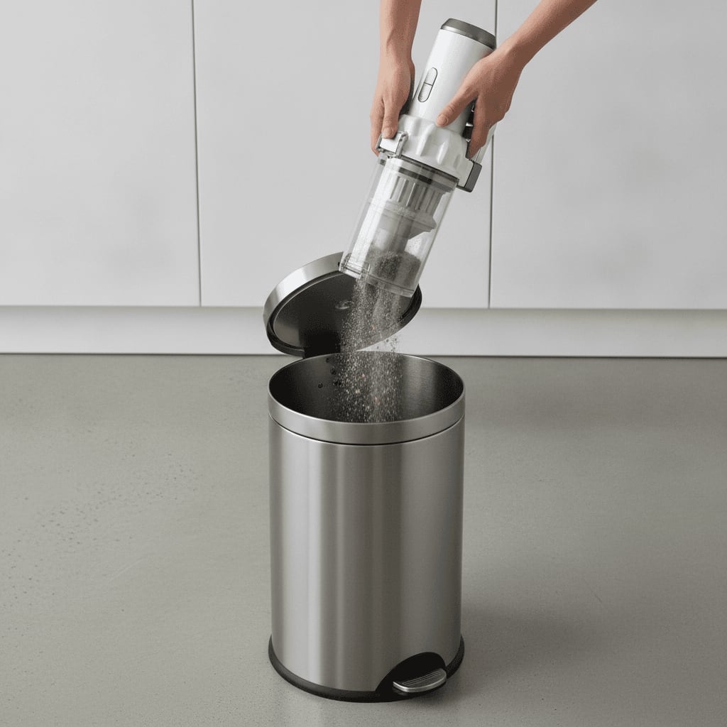 Schritt 2: Der Staubbehälter wird geleert, eine Lösung, wenn der Shark Akkusauger nicht mehr saugt.