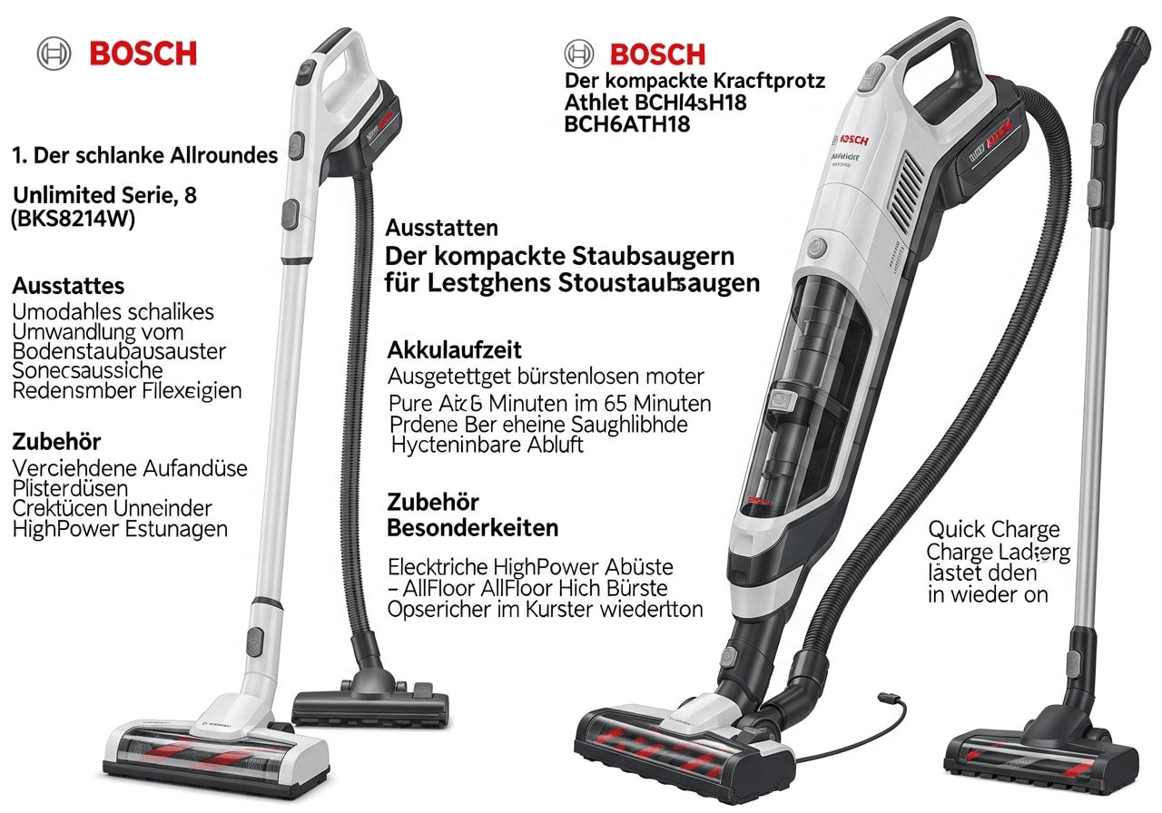 Vielfalt der Bosch Akku-Staubsauger