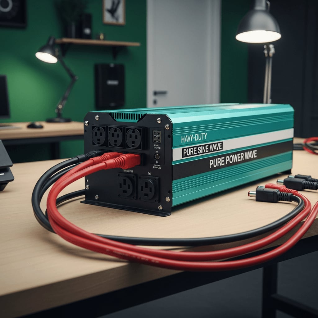 Wichtige Komponente für autarken Strom: Leistungsstarker Wechselrichter wandelt Batteriestrom in nutzbare Netzspannung um.