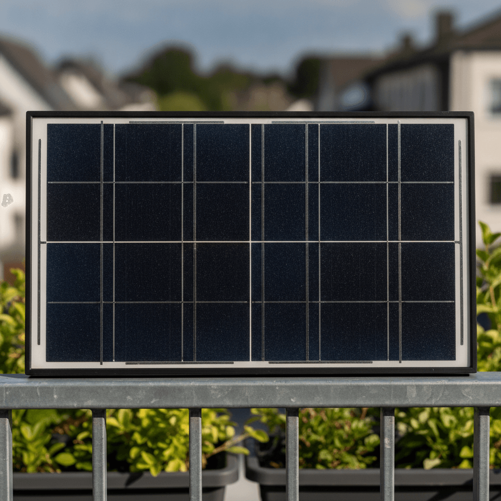 Solarzellen eines Balkonmoduls in der Sonne