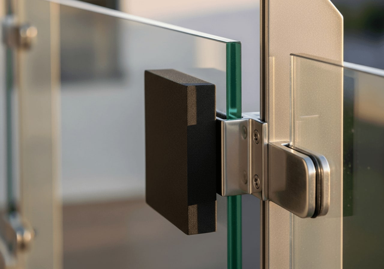 Schonende Gummierung der Halterung für die Balkonkraftwerk Glasbalkon Montage zur optimalen Drucklastverteilung.