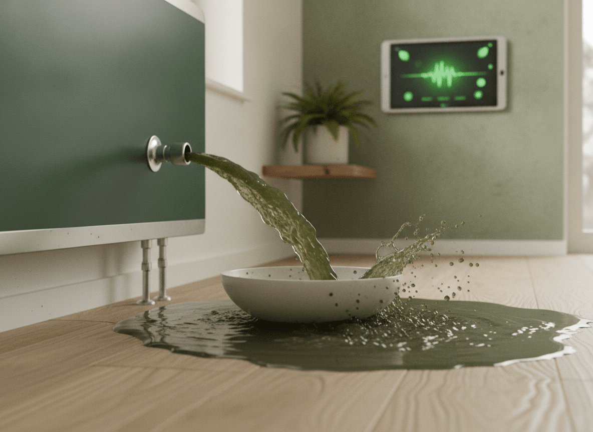 Häufiger Fehler beim Heizkörper entlüften: Das Ventil wurde zu schnell geöffnet und Wasser spritzt unkontrolliert heraus.