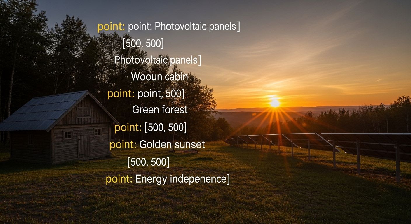 Eine autarke Off-Grid-Anlage auf dem Dach eines Holzhauses in der Natur, um die eigene Stromversorgung zu planen.