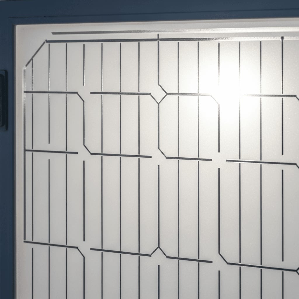 Rückseite eines bifazialen Solarmoduls, das durch den Schnee angestrahlt wird für mehr Solar-Ertrag im Winter.