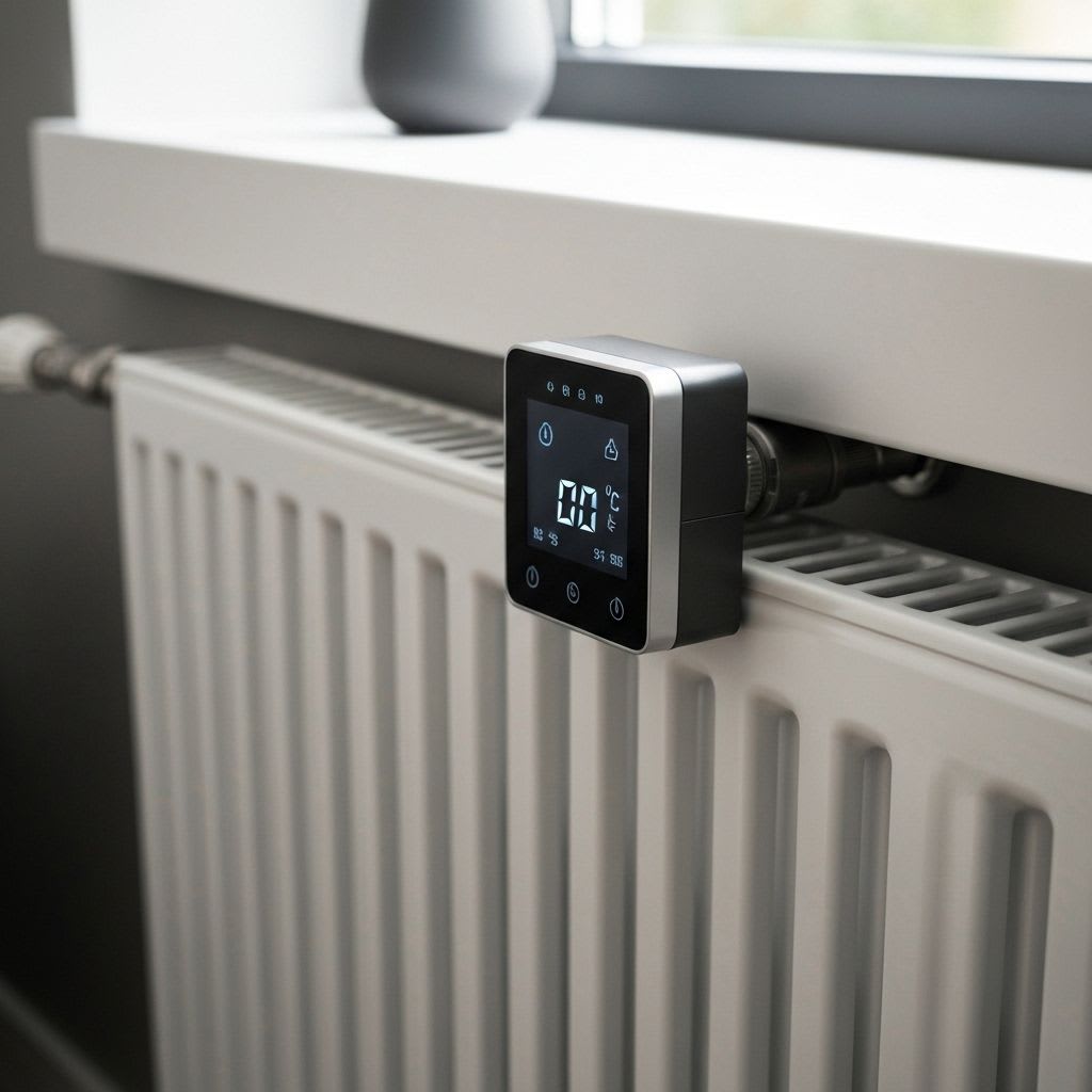 Intelligenter Heizkörperthermostat regelt die Raumtemperatur automatisch und trägt zum Energiesparen bei.