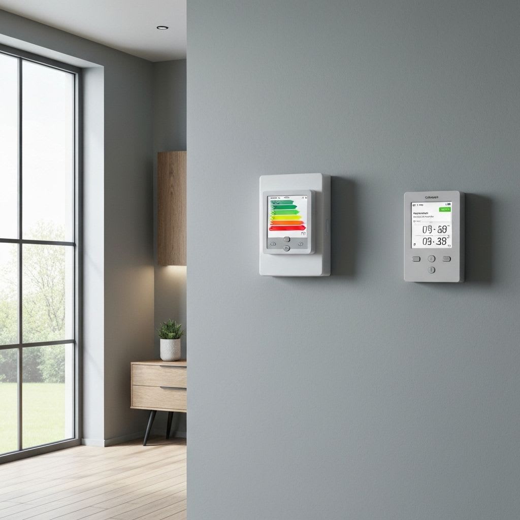 Digitaler Stromzähler zeigt den aktuellen Energieverbrauch im Smart Home für gezieltes Energiesparen an.