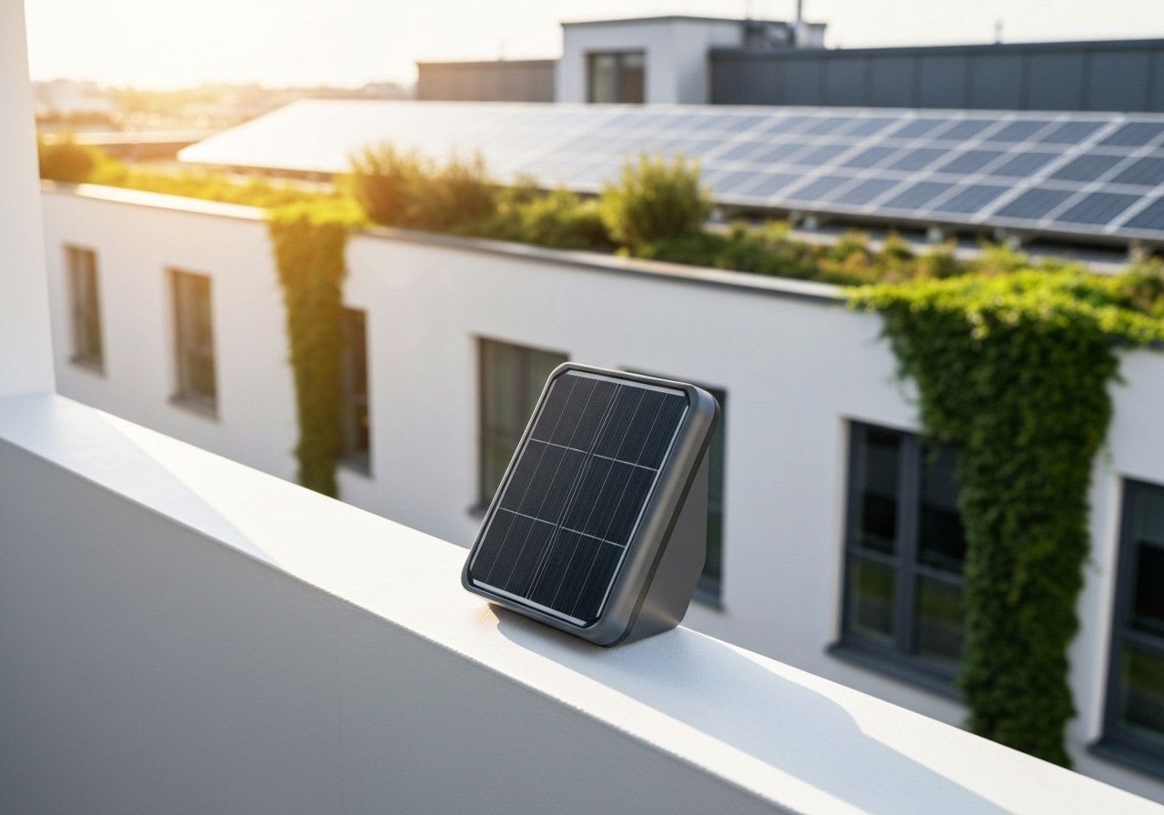 Balkonkraftwerk für privates Energiesparen: Ein Solarmodul auf dem Balkon erzeugt umweltfreundlichen Strom.