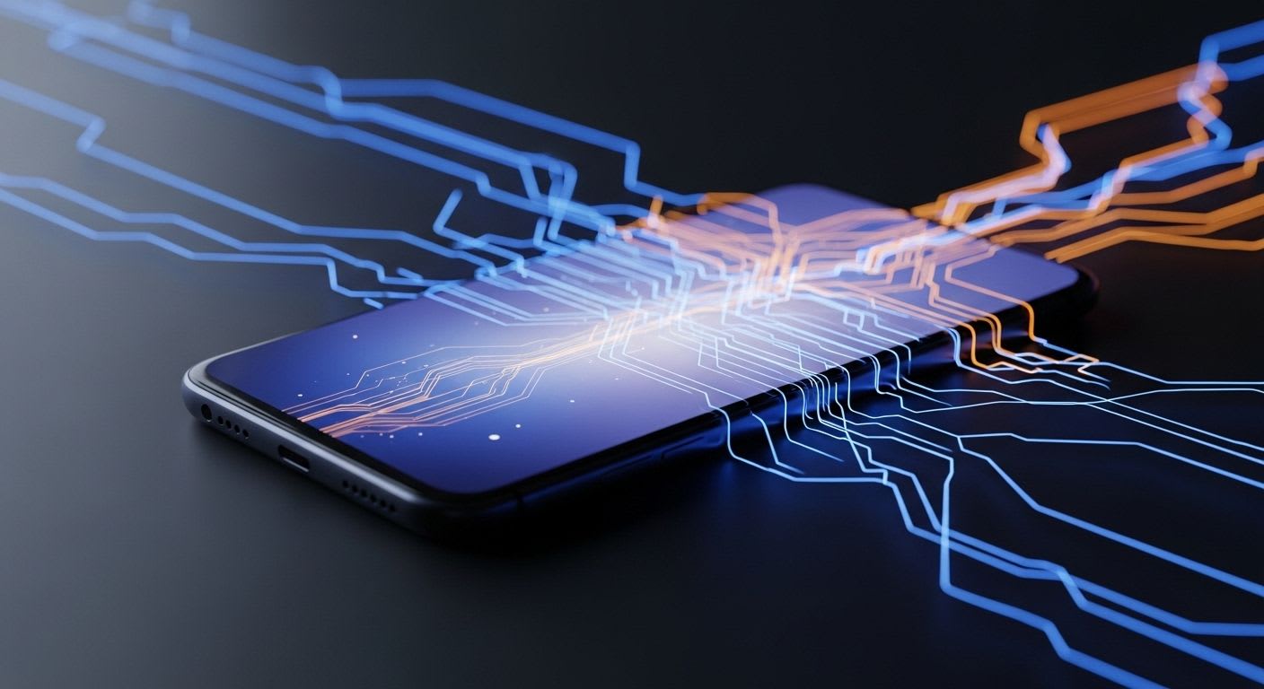 Ein modernes Samsung Smartphone mit einer grafischen Darstellung der intelligenten Akkusteuerung, die das manuelle Akku kalibrieren überflüssig macht.