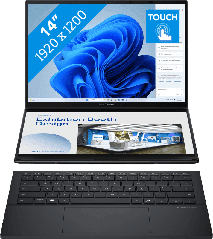 ASUS Zenbook Duo OLED UX8406CA-QL263W - 14" - Intel Core Ultra 9 - 16GB RAM/1TB SSD