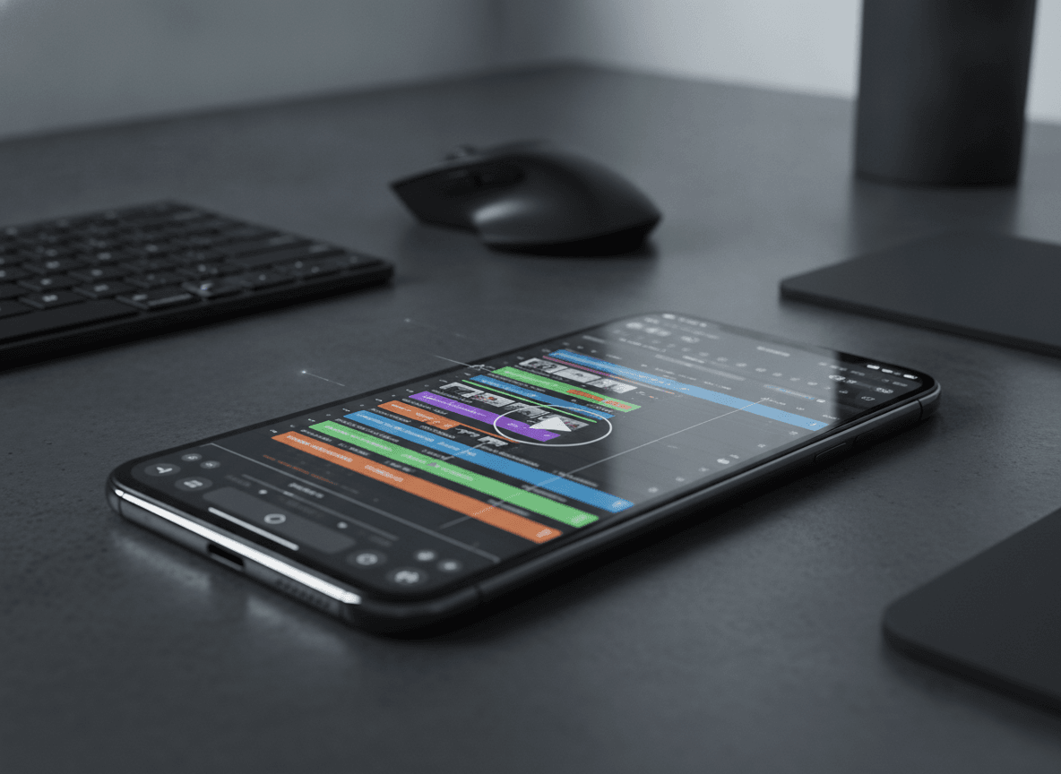 iPhone Unterschiede bei der Leistung: Ein Smartphone-Display zeigt eine anspruchsvolle App, die die hohe Prozessorleistung der Modelle verdeutlicht.