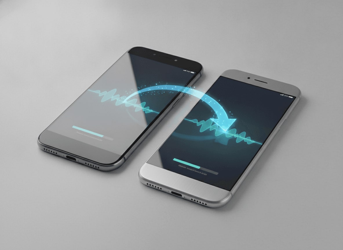 Neues Smartphone einrichten beim Wechsel von Android zu iOS: Zwei verschiedene Handys symbolisieren die Datenübertragung zwischen den Betriebssystemen.
