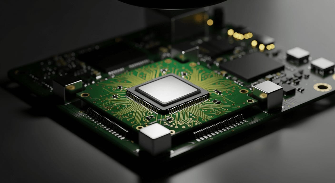 Detaillierte Ansicht des Hailo-8 M.2 Moduls, verbunden über einen PCIe-Adapter mit dem Raspberry Pi 5 Board.