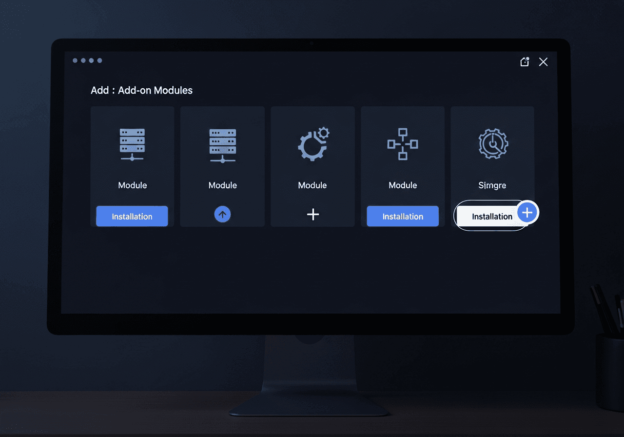 Computermonitor mit Dark-Mode-Oberfläche zur Konfiguration des Matter-Servers im Home Assistant System.