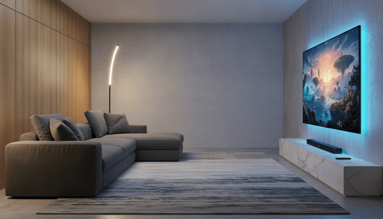 Wohnzimmer mit optimalem Sitzabstand zum Fernseher, ein entscheidender Faktor in der Smart TV Kaufberatung 2026.