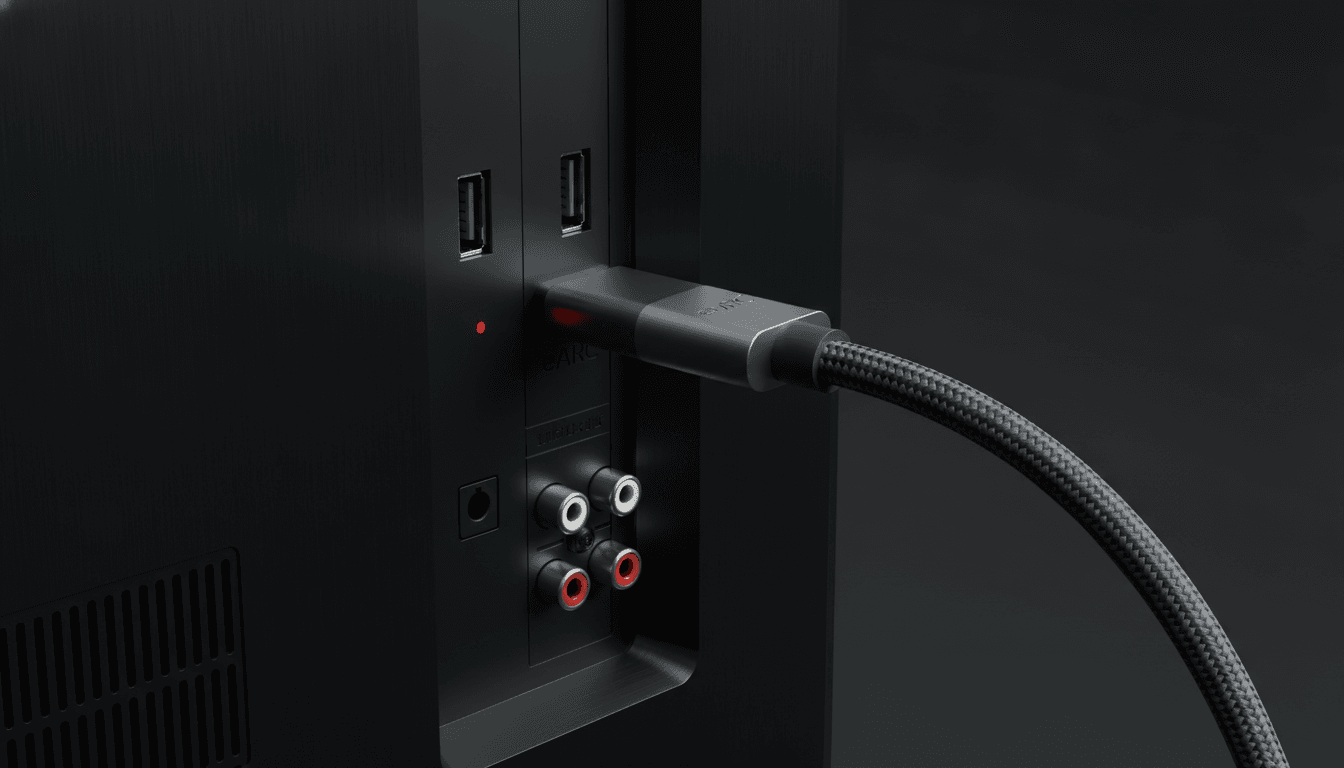 Die Anschlussvielfalt mit HDMI eARC-Port, ein wichtiger Punkt in der Smart TV Kaufberatung für besten Sound.