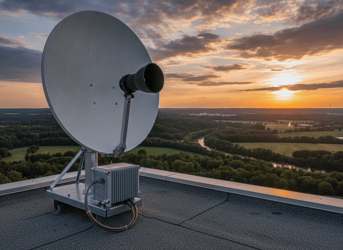 Leistungsstarke Richtfunkantenne als Alternative zum WLAN Repeater für eine stabile 500 Meter Outdoor-Verbindung.