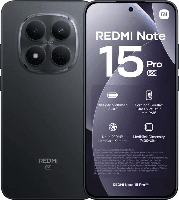 Xiaomi Redmi Note 15 Pro 256GB Schwarz 5G